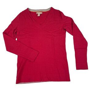Banana Republic Womens Sweater Medium Wool Blend VNeck Dark Pink